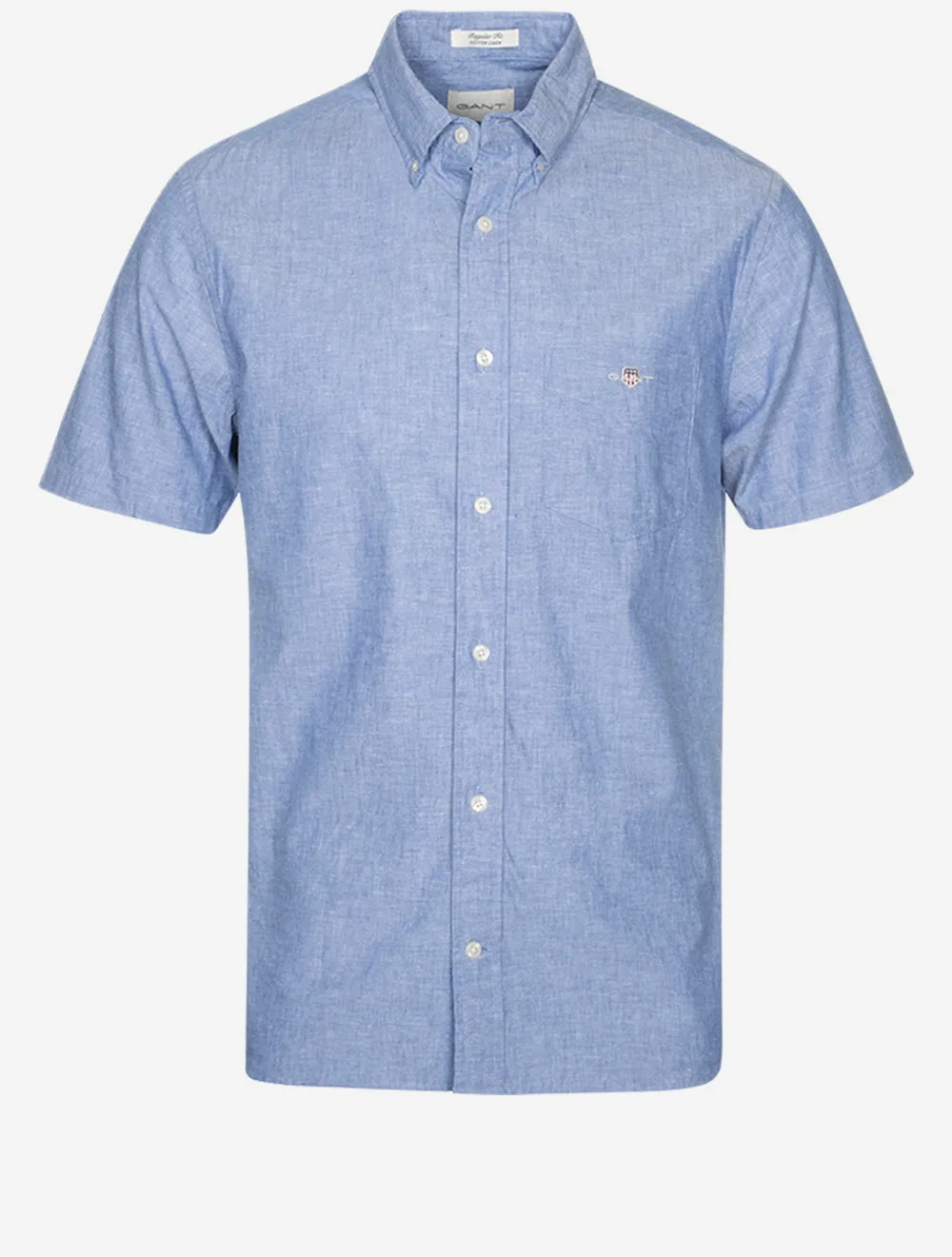 Regular Cotton Linen Short Sleeve Shirt Rich Blue