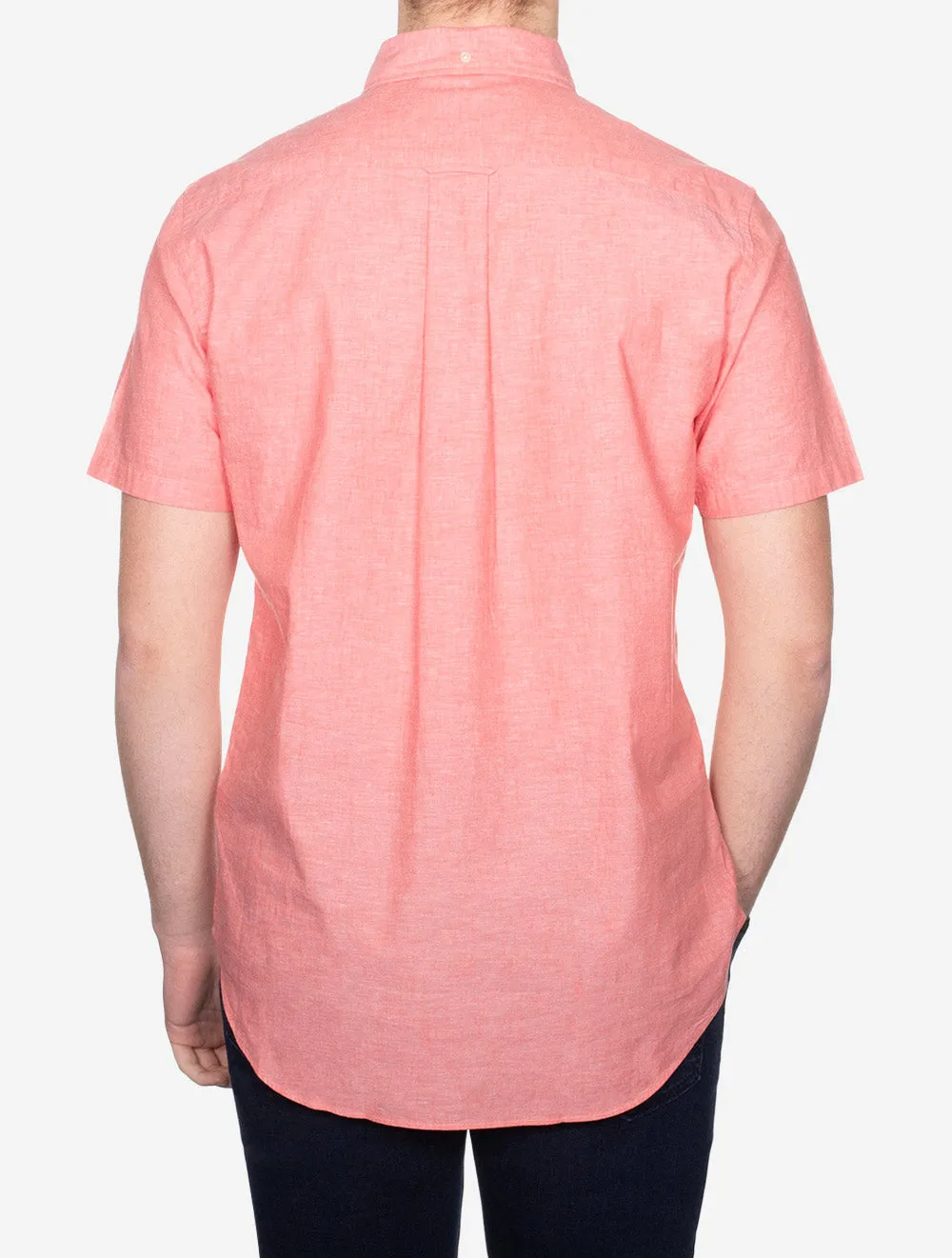 Regular Cotton Linen Short Sleeve Shirt Sunset Pink