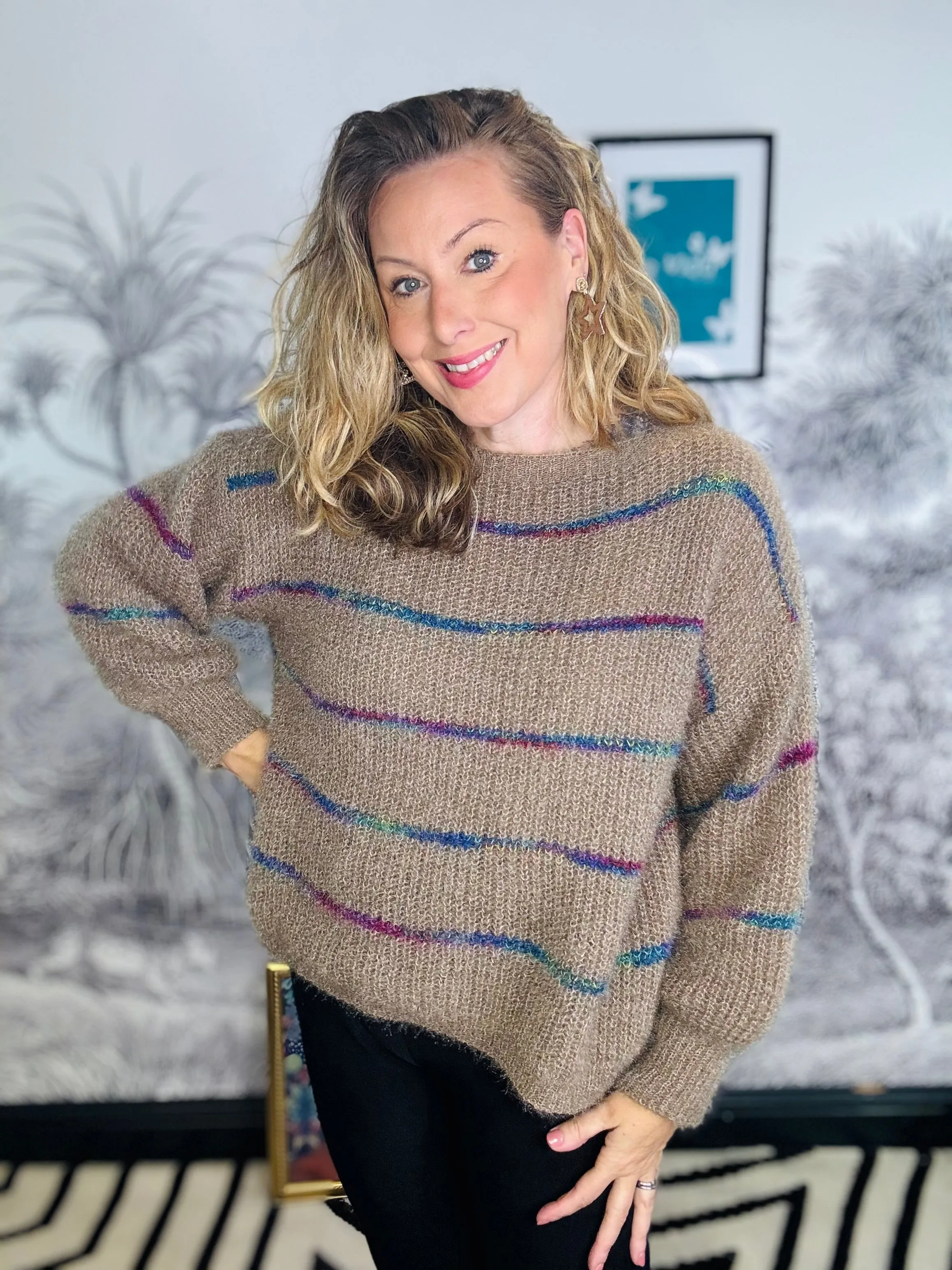 Robin Fluffy Knit Stripe Jumper