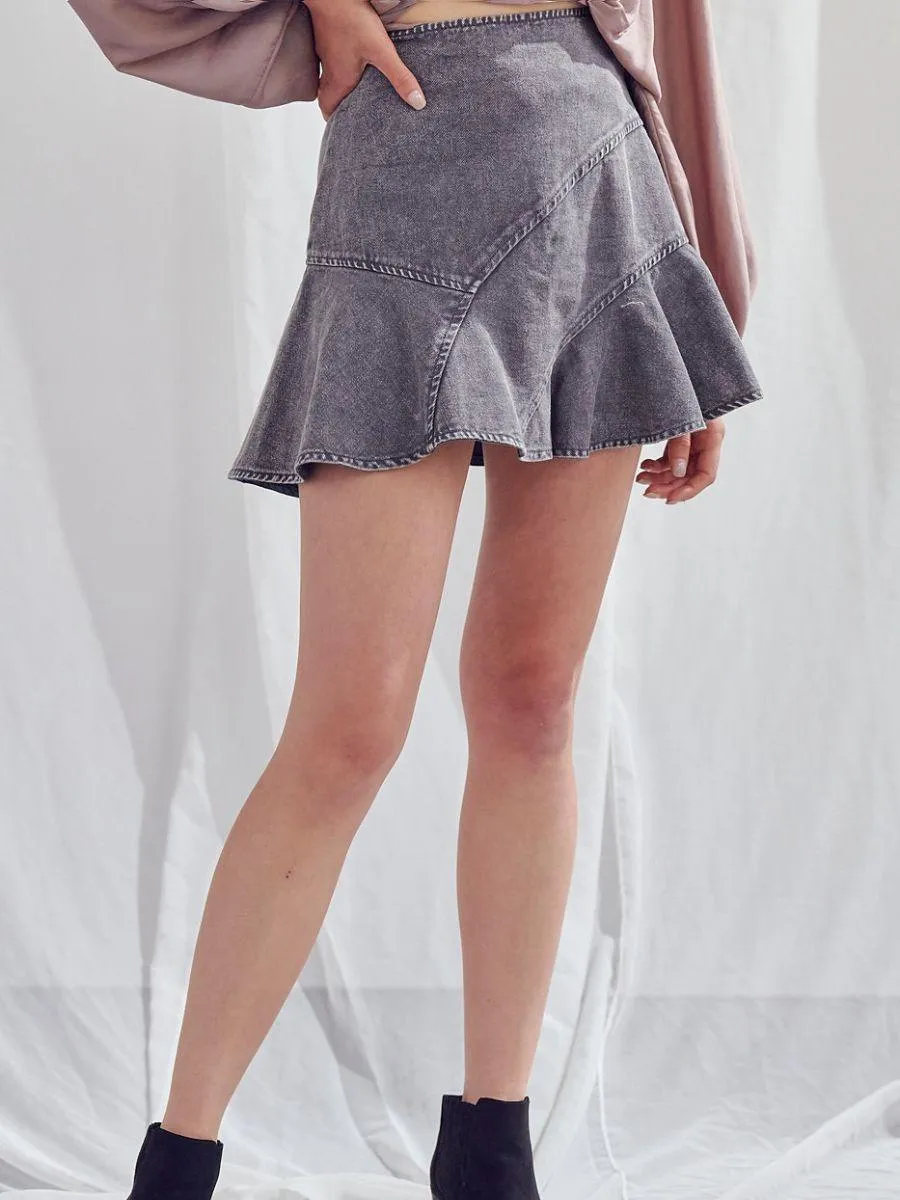 Rock the Retro A-Line Mini Denim Skirt