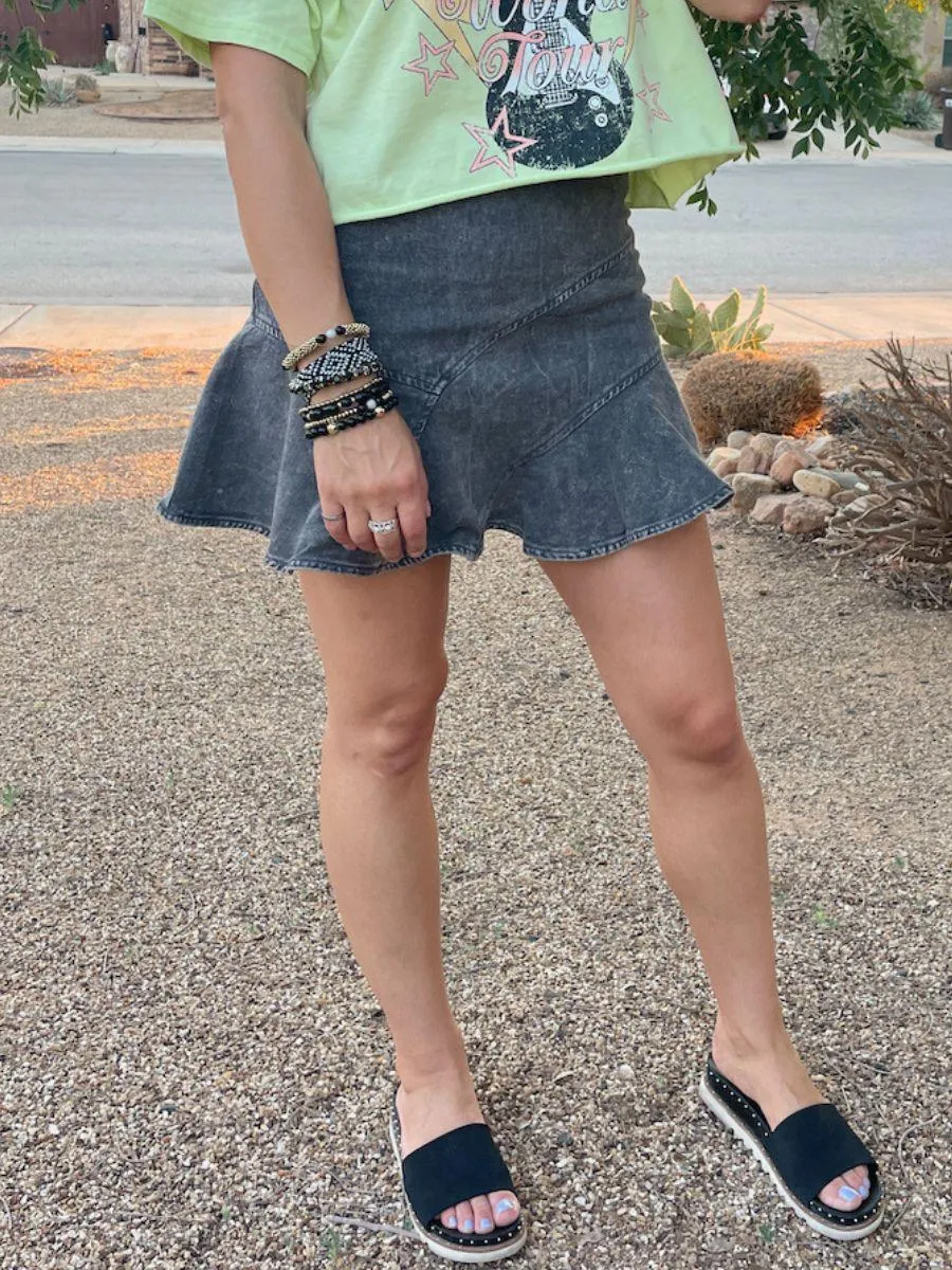 Rock the Retro A-Line Mini Denim Skirt