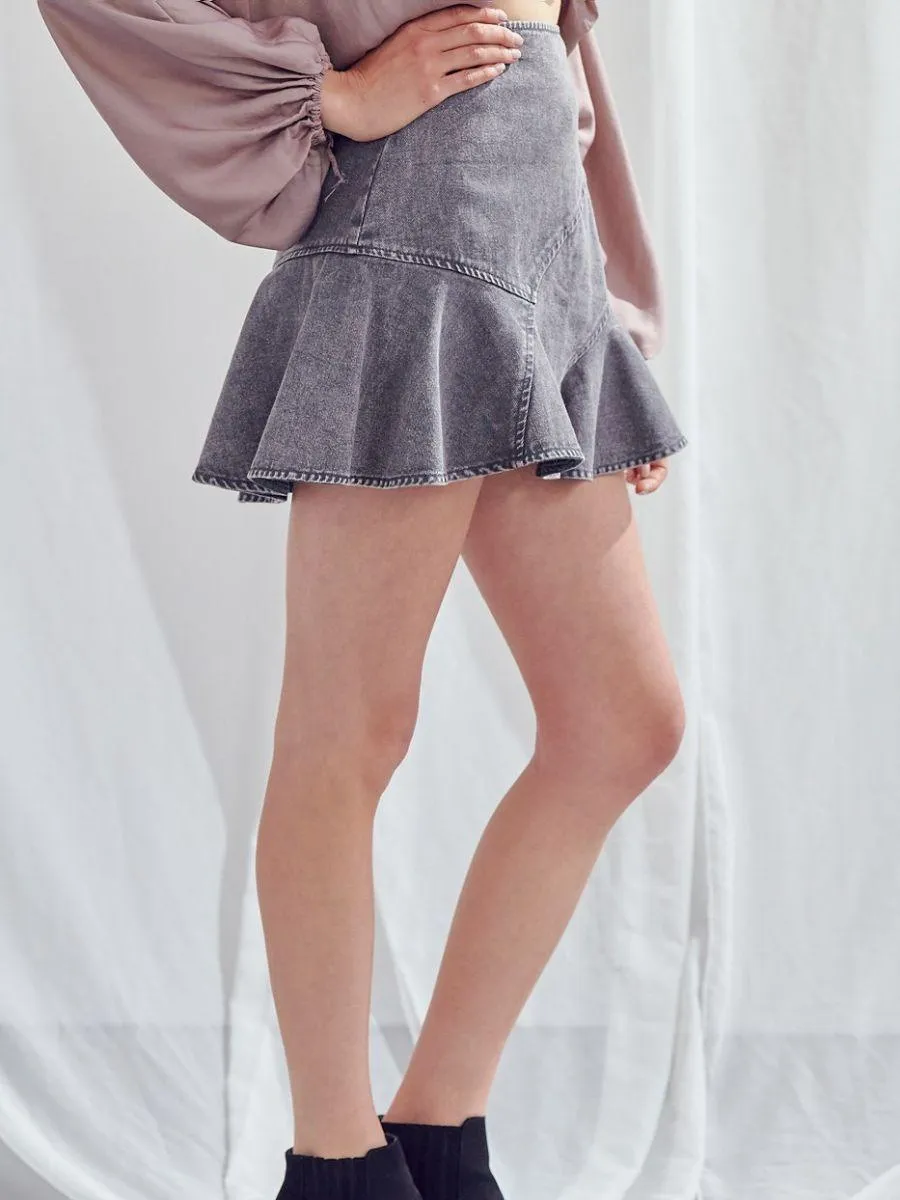 Rock the Retro A-Line Mini Denim Skirt