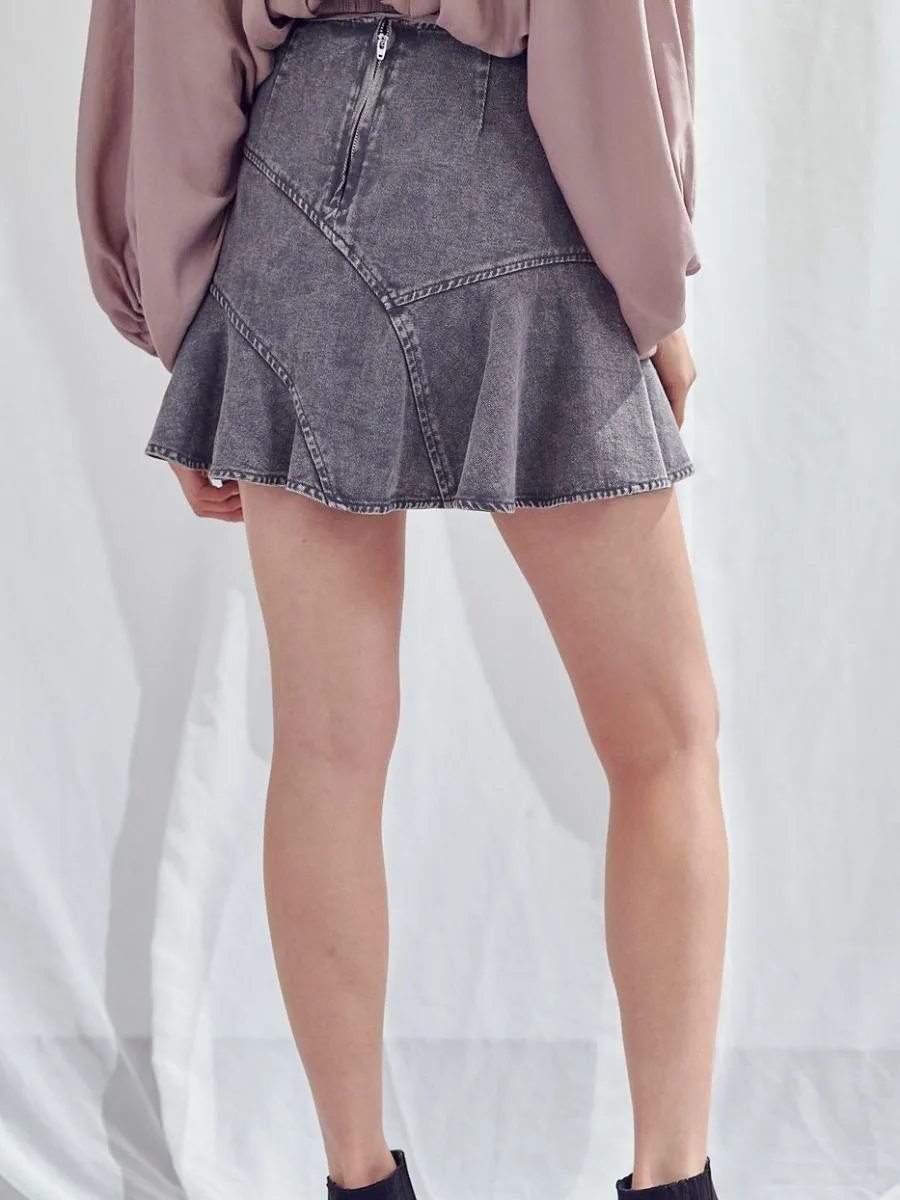 Rock the Retro A-Line Mini Denim Skirt