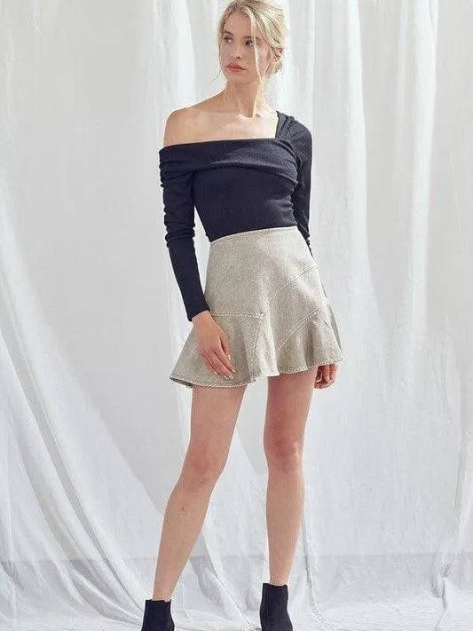 Rock the Retro A-Line Mini Denim Skirt