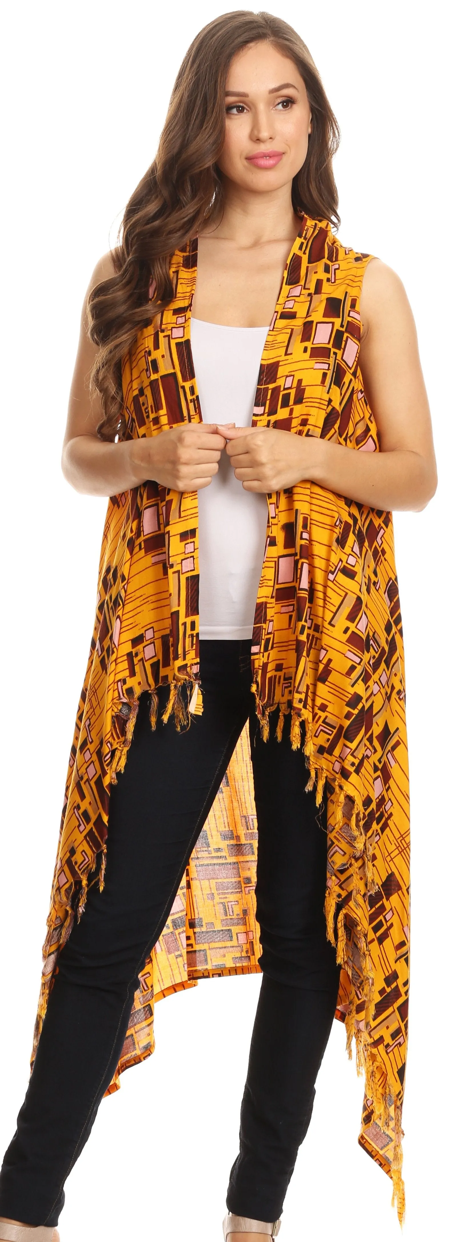 Sakkas Hatice Light Colorful Poncho Wrap Cardigan Top with African Ankara Print