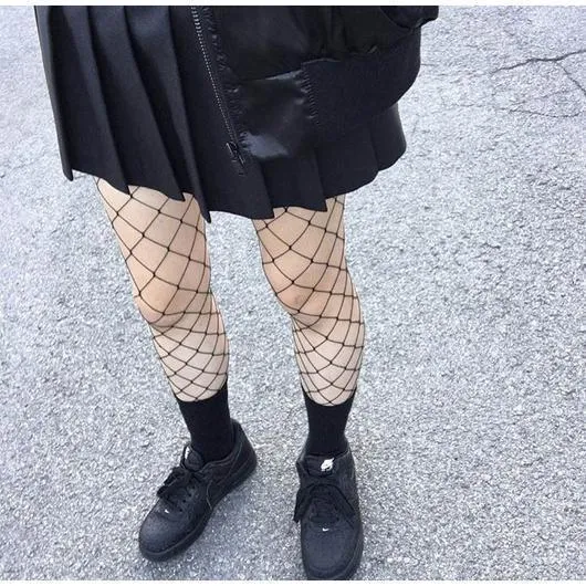 Sale White Black Fish Net Grid Holes Tights