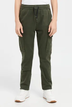 Senior Boys Olive Cargo Jogger