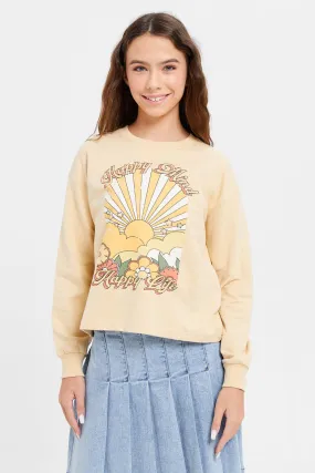 Senior Girls Apricot Printed Sweatshirt