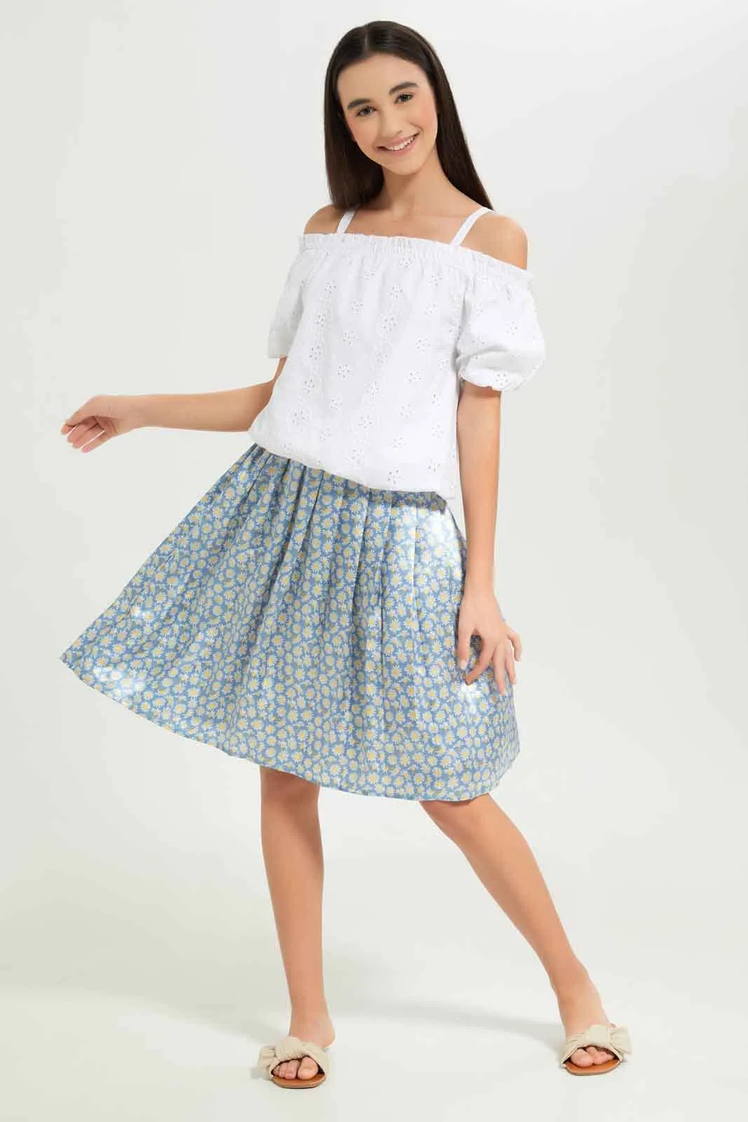 Senior Girls Blue Pleated Skirt