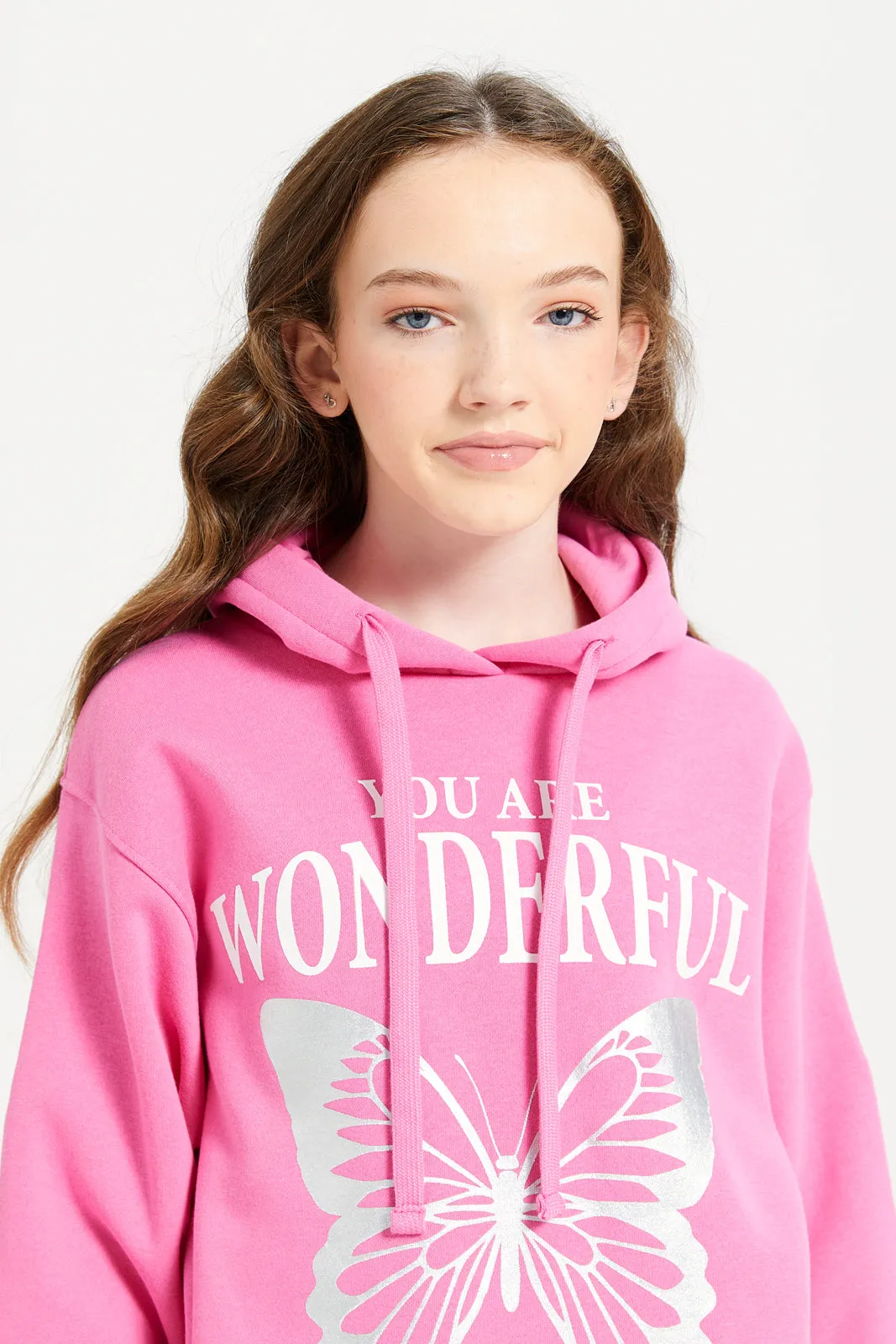 Senior Girls Fuchsia Printed Sweatshirt