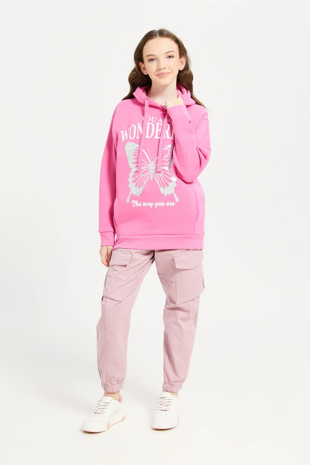 Senior Girls Fuchsia Printed Sweatshirt