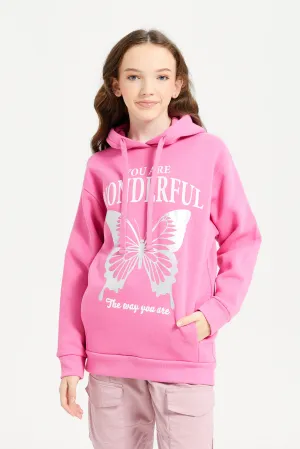 Senior Girls Fuchsia Printed Sweatshirt