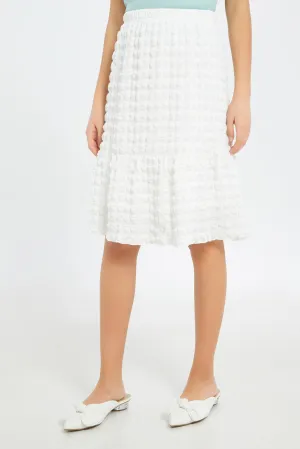 Senior Girls White Crinkle Skirt