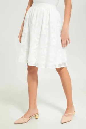 Senior Girls White Organza Skirt