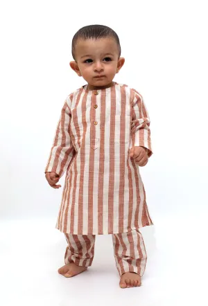 Set of 2 - Piglet Tangy Orange Stripes Tunic Kurta Pajama