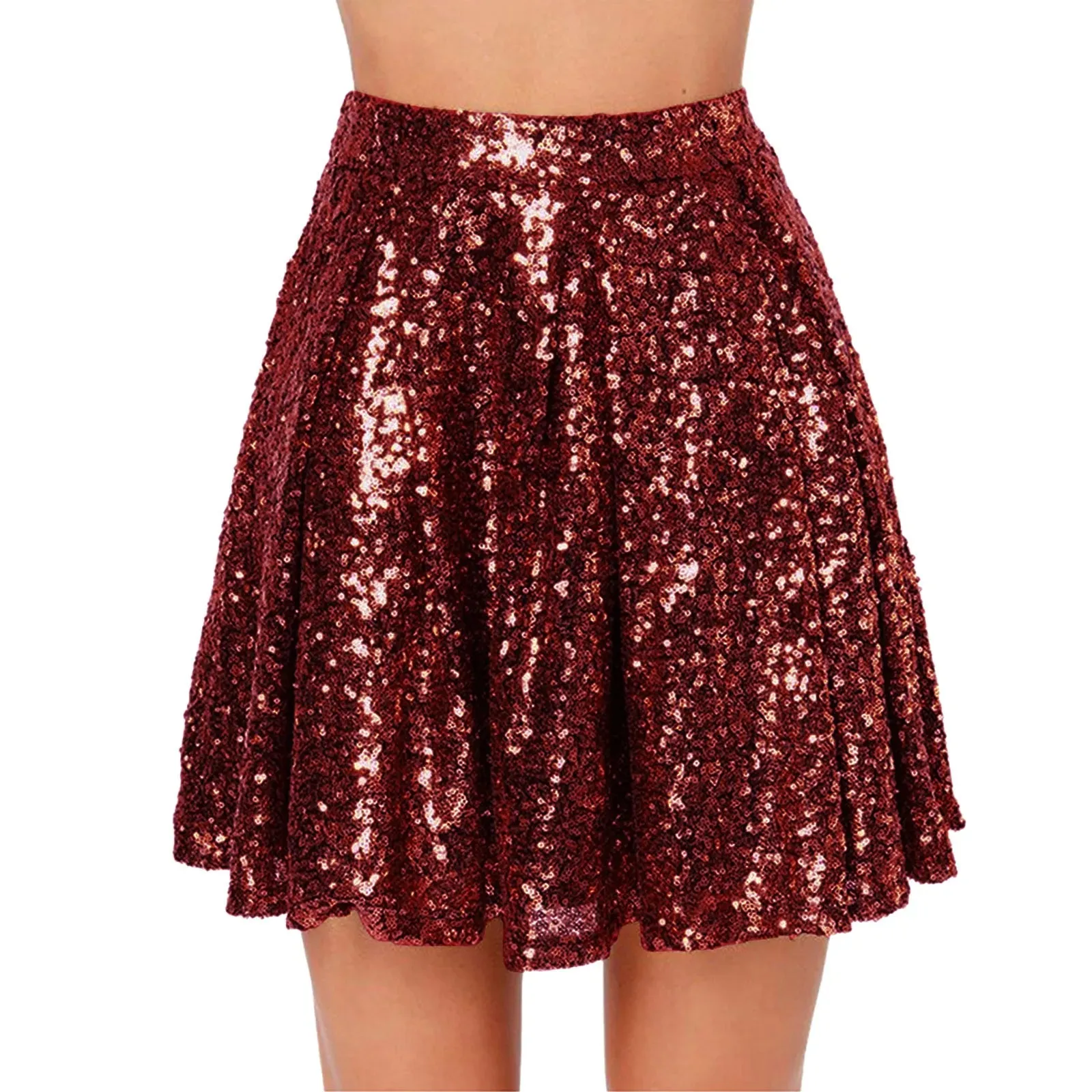 Sexy Sliver Gold Spring Ladies Mini Pleated Glitter Hot Night Club Fashion Skirt