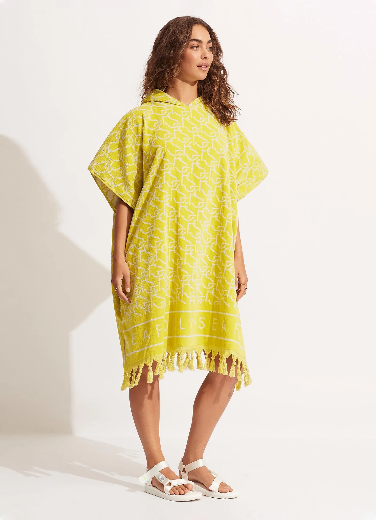 SF Monogram Towel Poncho - Wild Lime