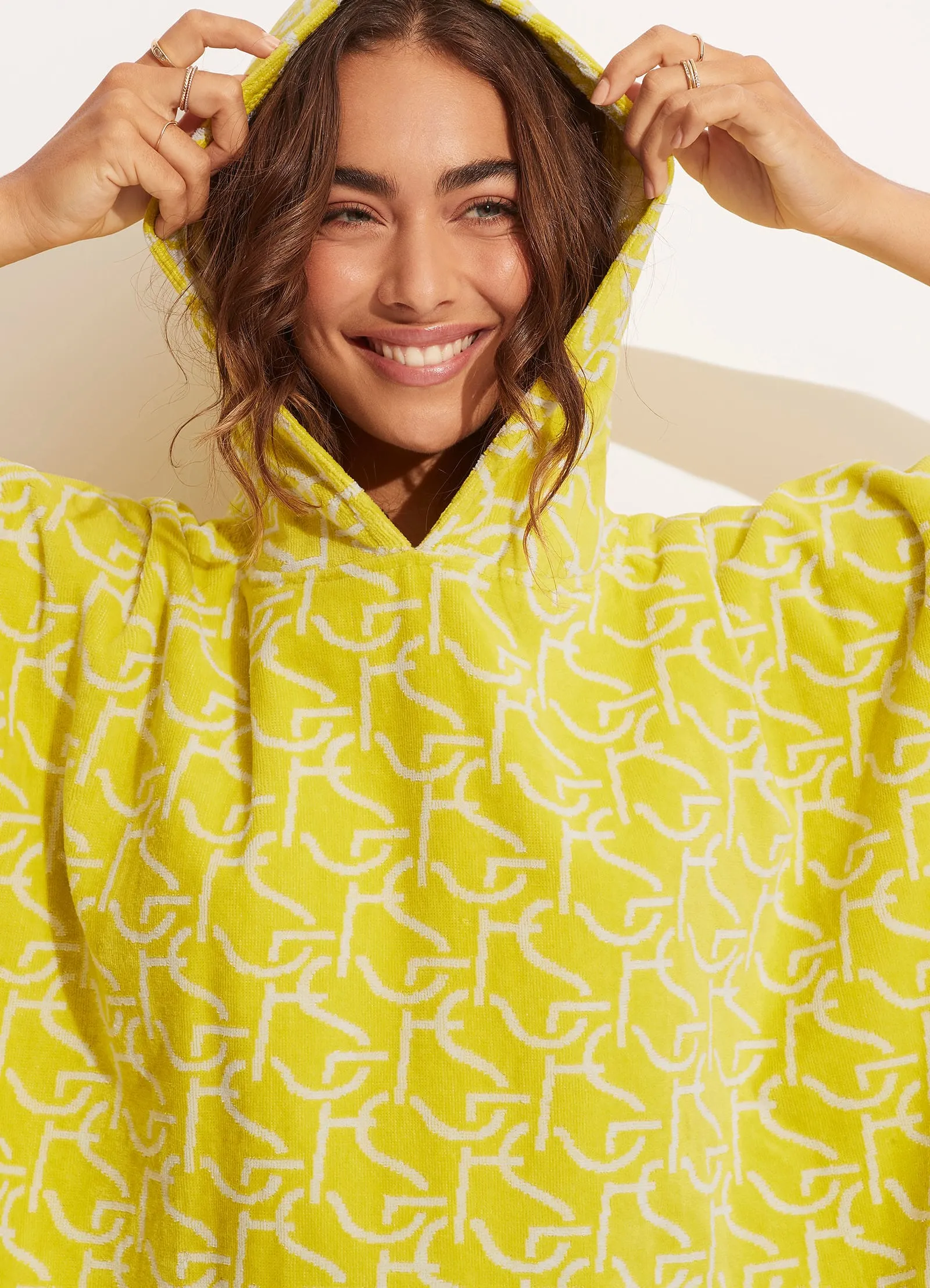 SF Monogram Towel Poncho - Wild Lime