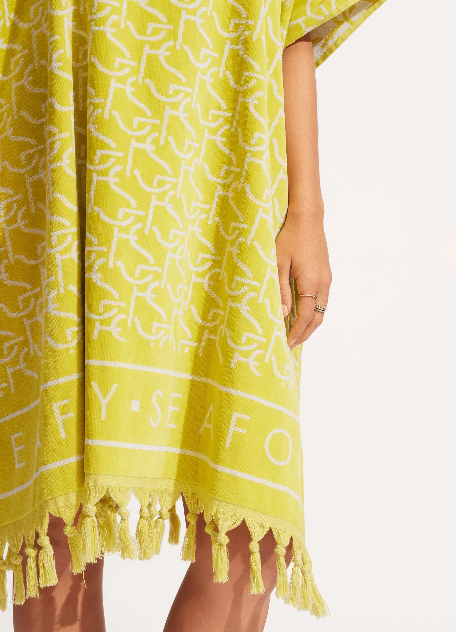 SF Monogram Towel Poncho - Wild Lime