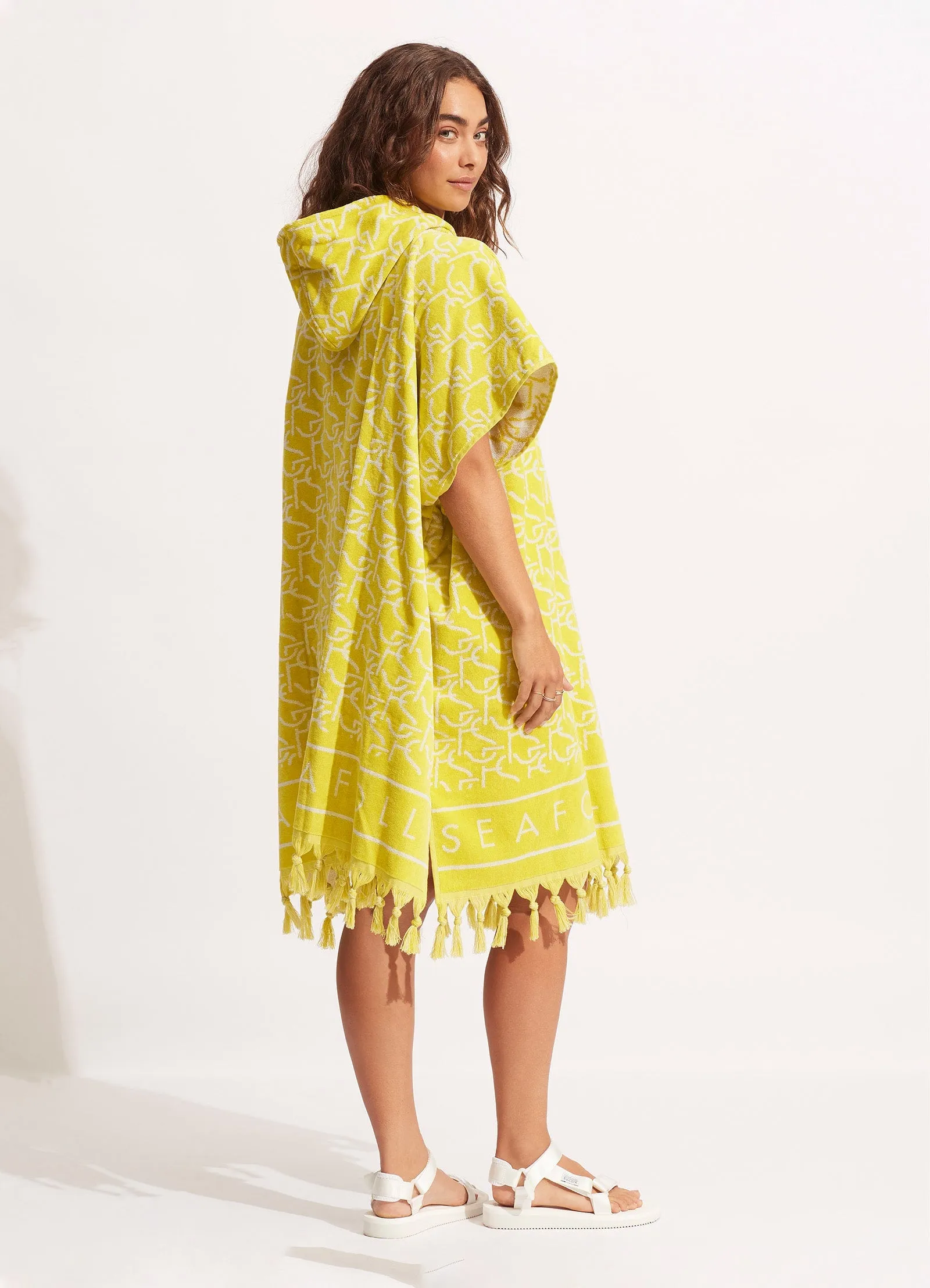 SF Monogram Towel Poncho - Wild Lime