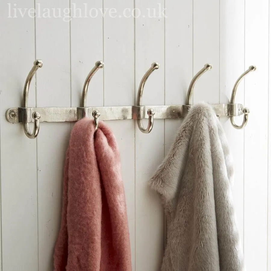 Silver Metal 5 Coat Hooks