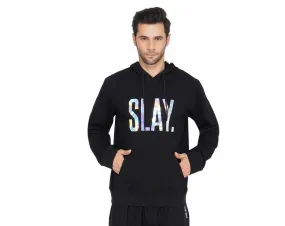 SLAY. Classic Men's Holographic Reflective Print Black Hoodie 💎 Edition