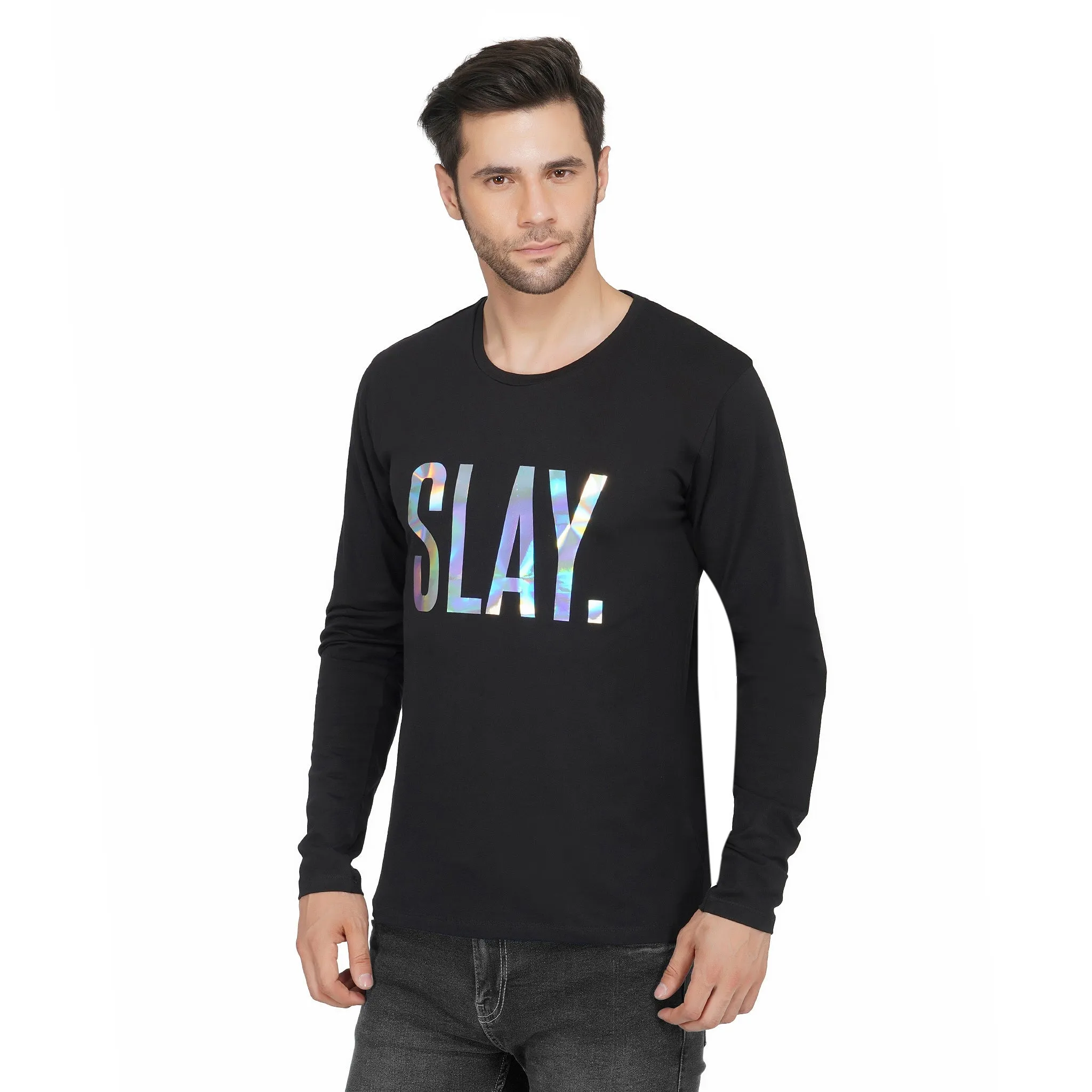 SLAY. Men's 💎 Edition Holographic Reflective Foil Print Full Sleeves T-shirt