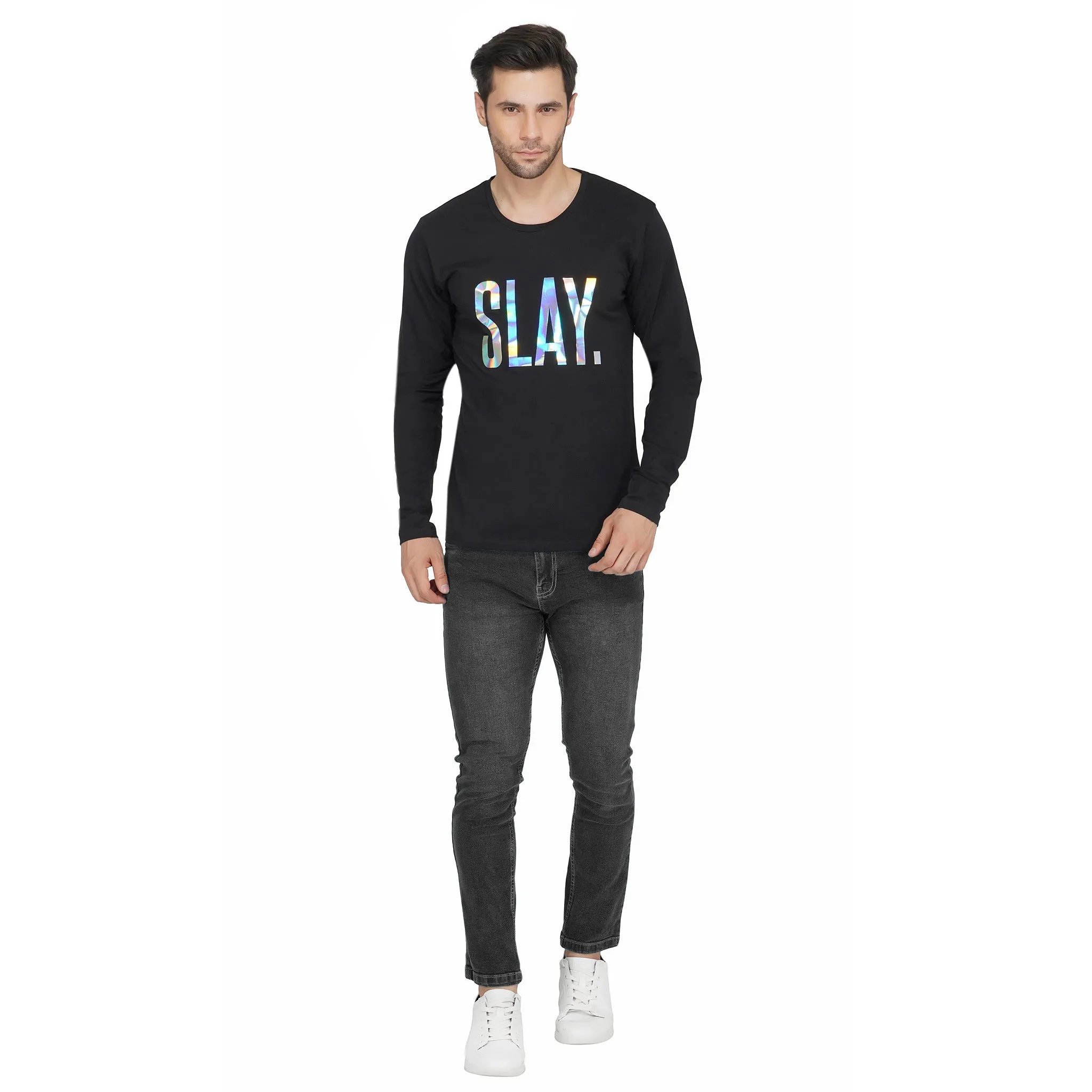 SLAY. Men's 💎 Edition Holographic Reflective Foil Print Full Sleeves T-shirt