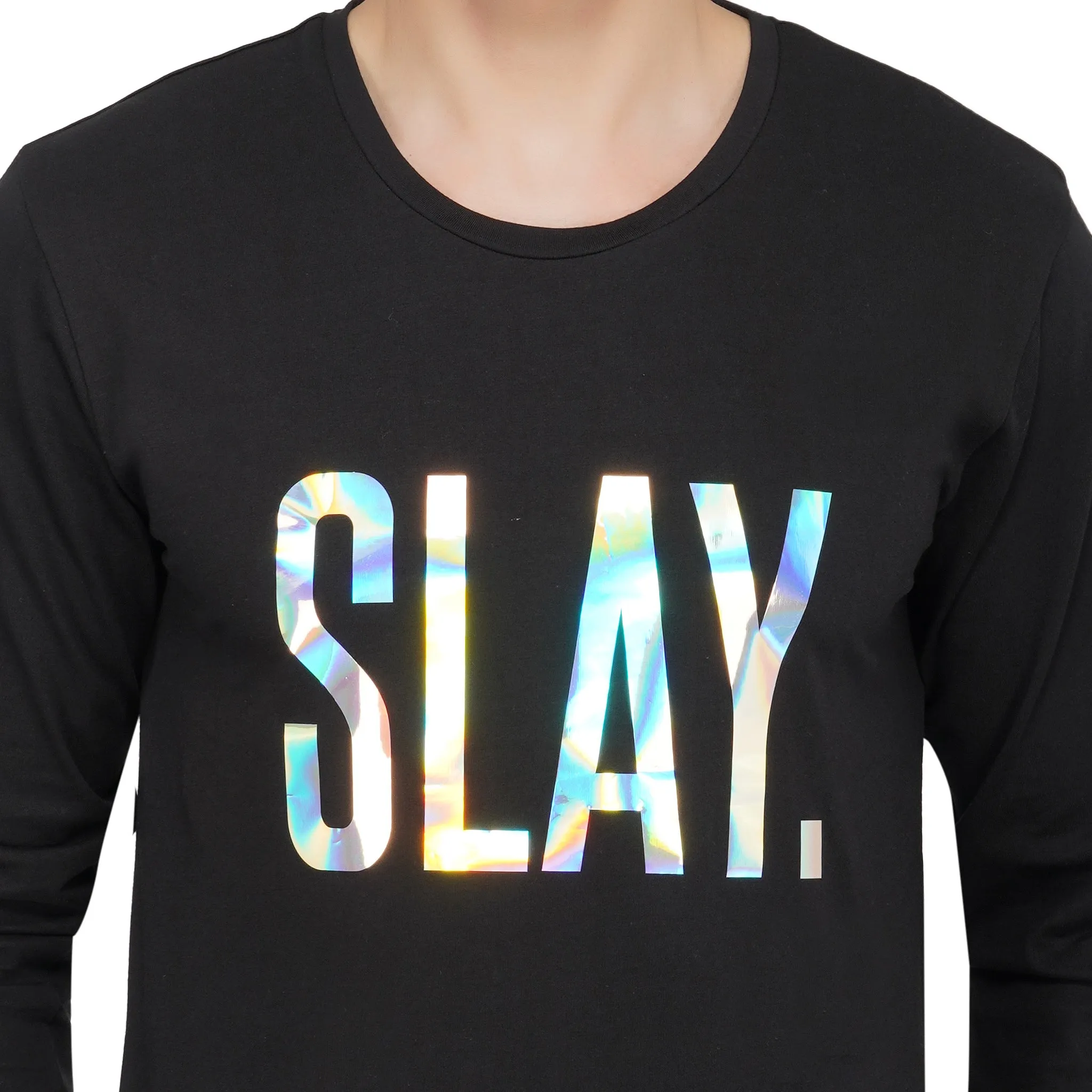 SLAY. Men's 💎 Edition Holographic Reflective Foil Print Full Sleeves T-shirt