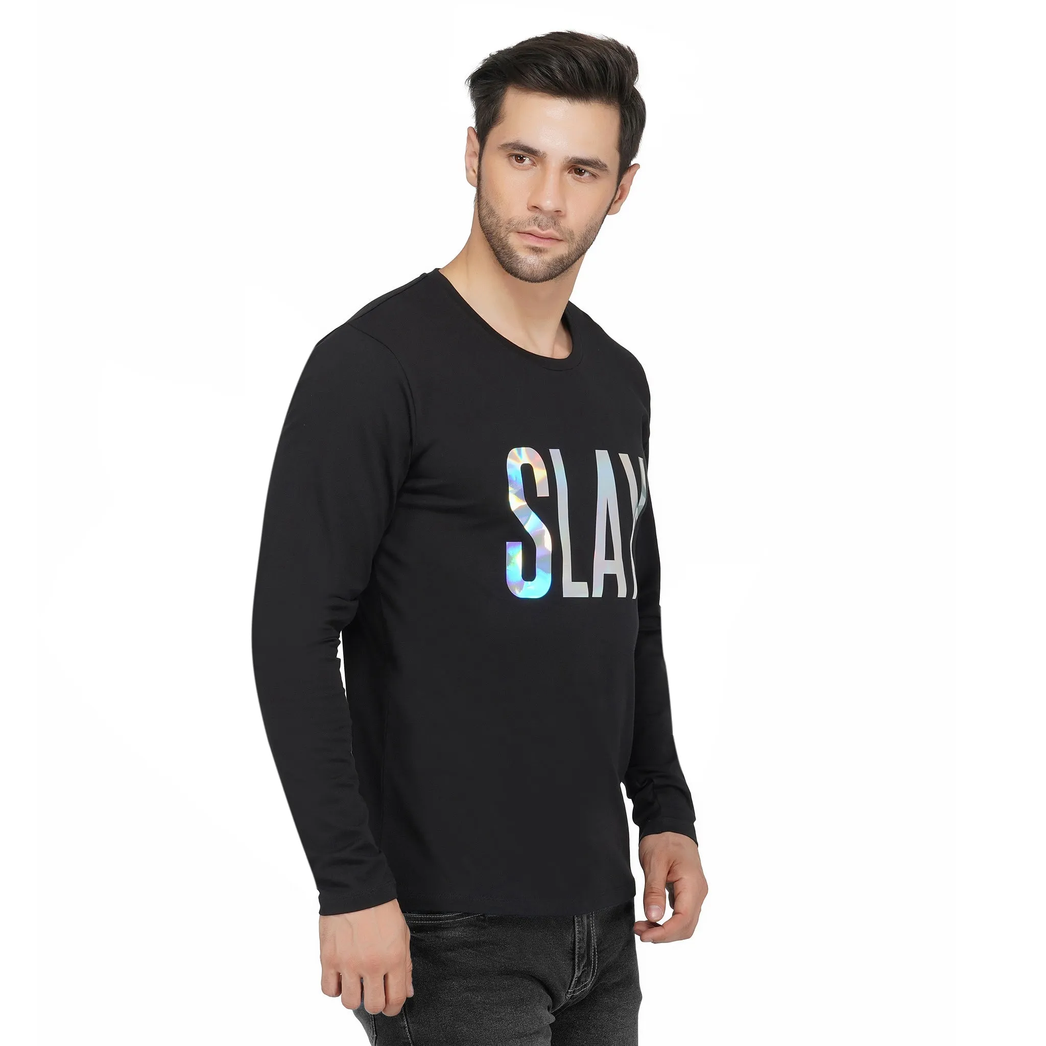 SLAY. Men's 💎 Edition Holographic Reflective Foil Print Full Sleeves T-shirt