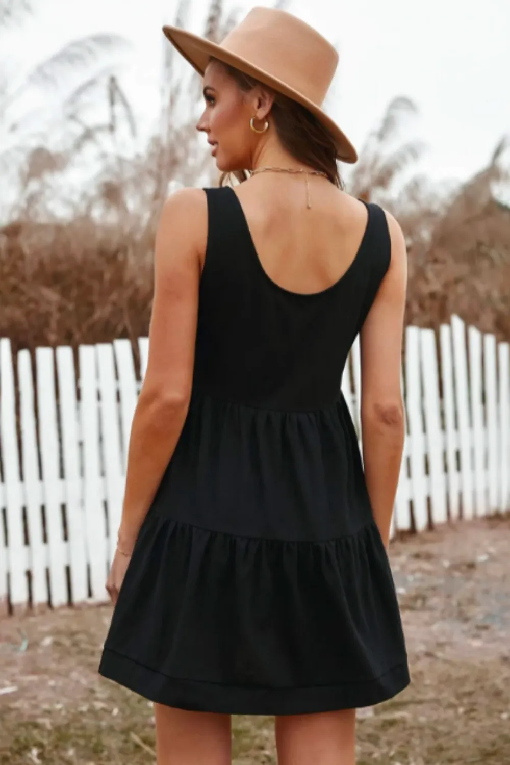 Sleeveless Button Down Flare Mini Dress