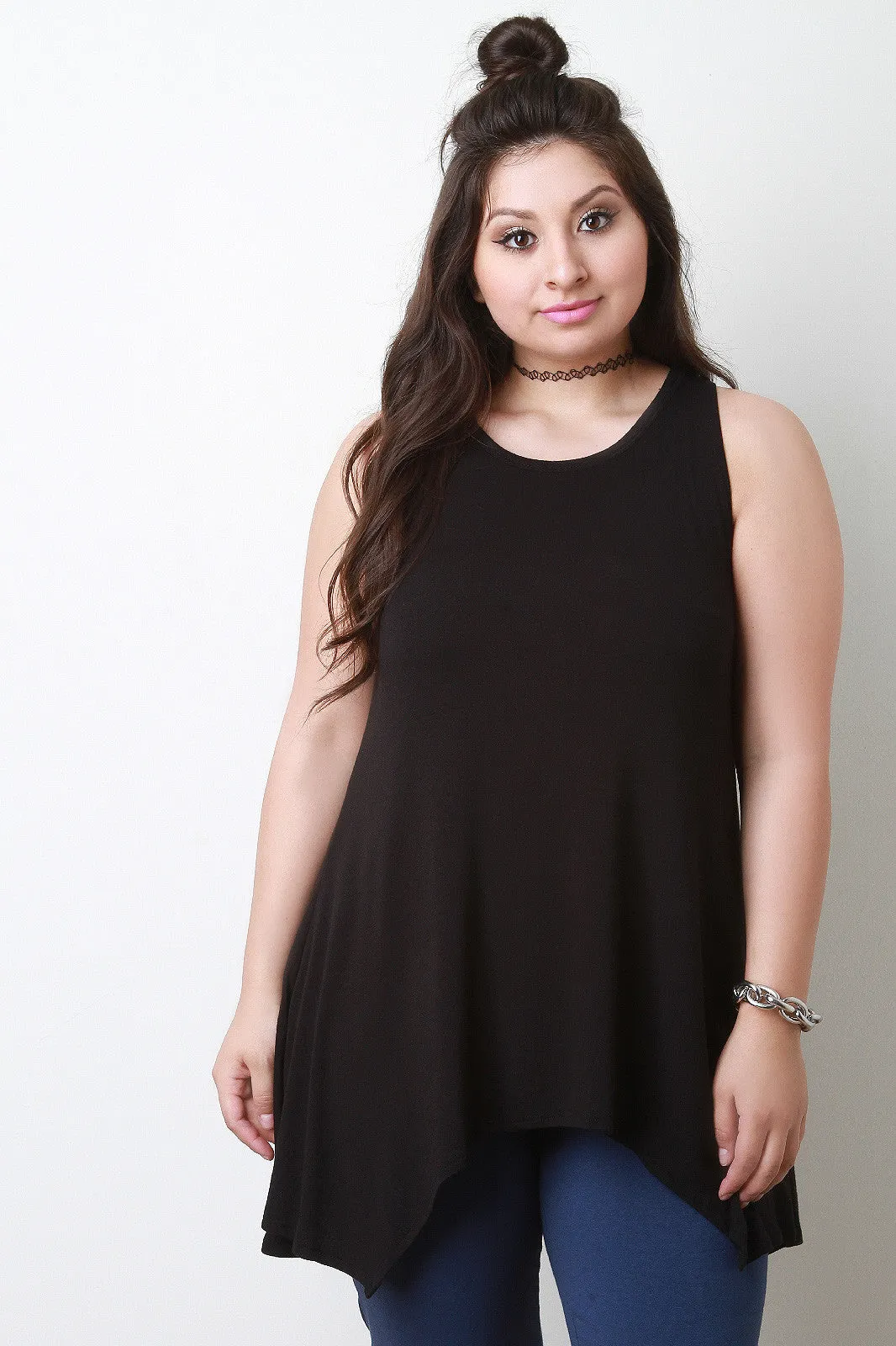 Sleeveless Sharkbite Tunic Top