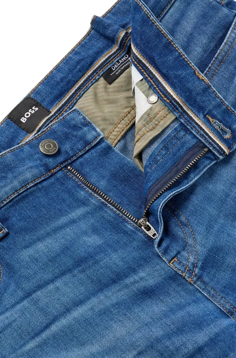 Slim Fit | Tapered | Italian Organic Cotton Denim - Mid Blue