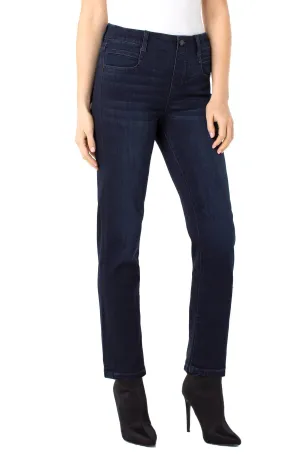 SLIM PULL ON MID RISE DARK WASH GLIDER JEANS