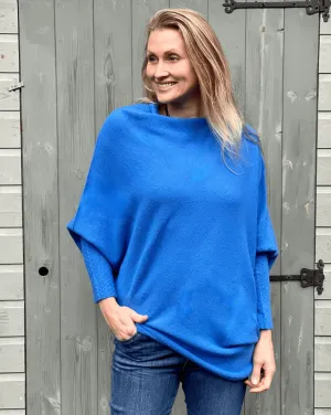 Soft Knit Asymmetric Jumper - Cobalt Blue