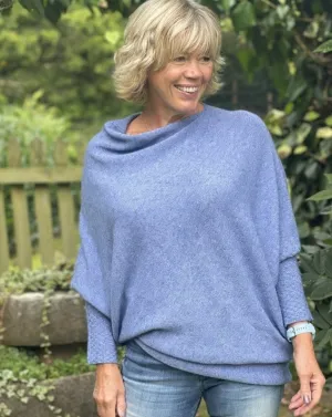 Soft Knit Asymmetric Jumper - Denim Blue