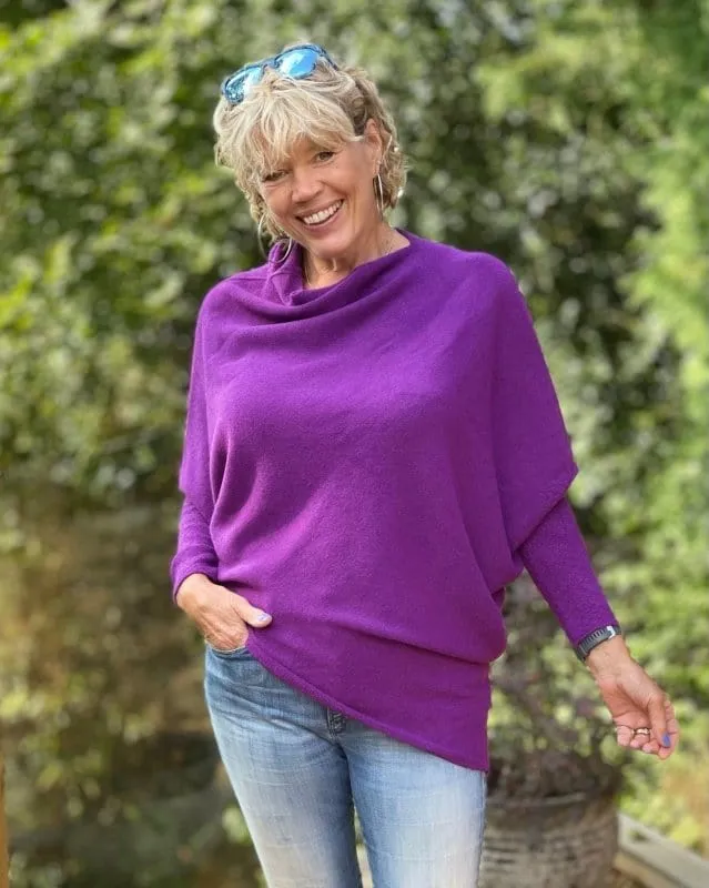 Soft Knit Asymmetric Jumper - Magenta