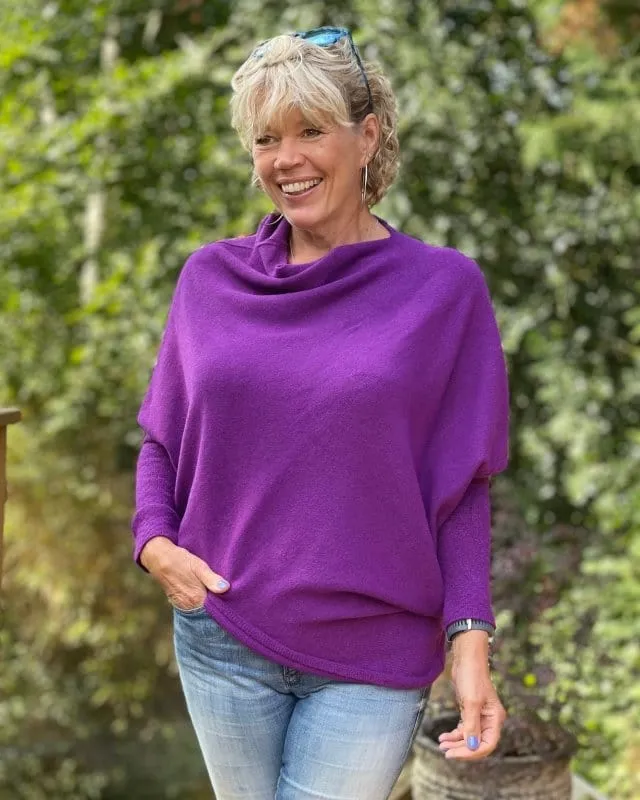 Soft Knit Asymmetric Jumper - Magenta