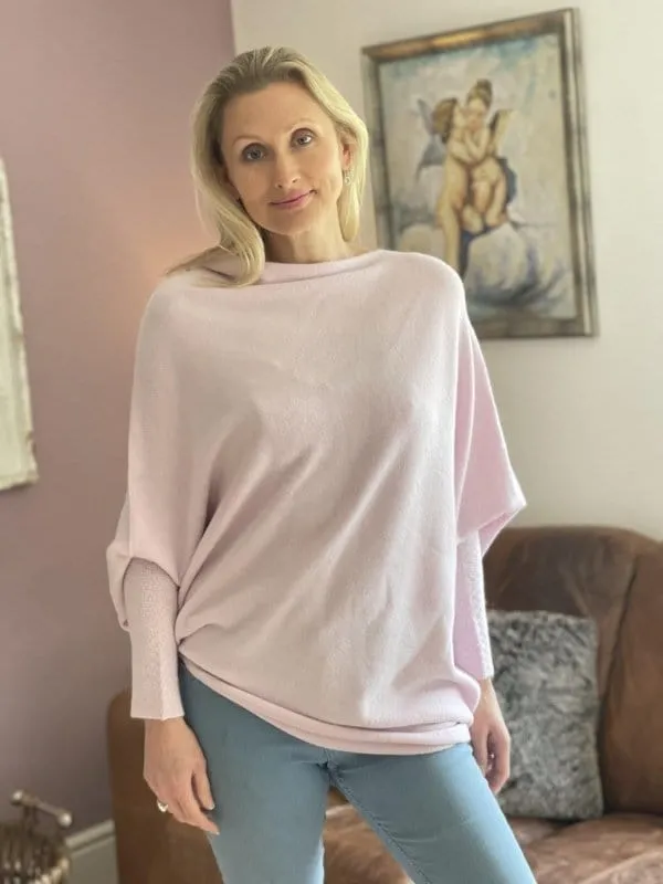 Soft Knit Asymmetric Jumper - Pale Pink