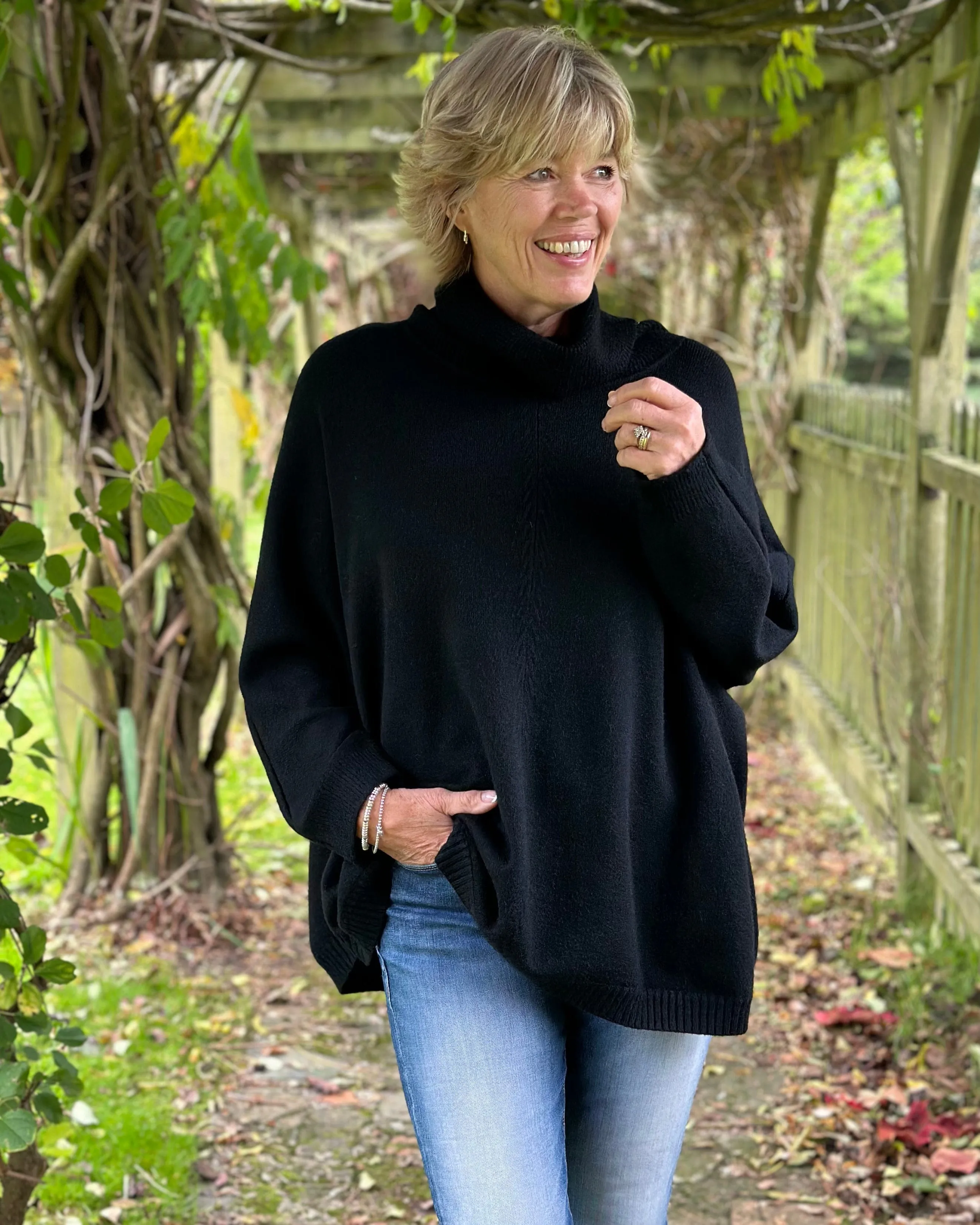 Soft Knit Roll Neck Jumper - Black