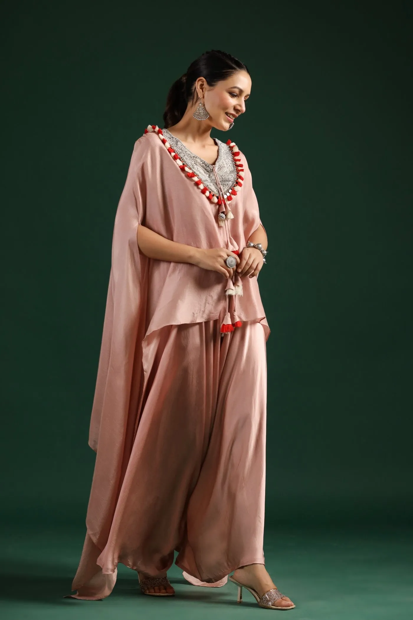 Soft Peach Embellished Palazzo Set