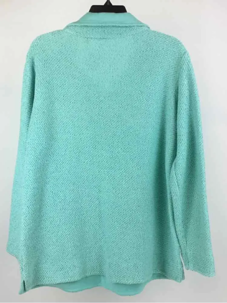 Soft Surroundings Size L Aqua Zip Neckline Tunic