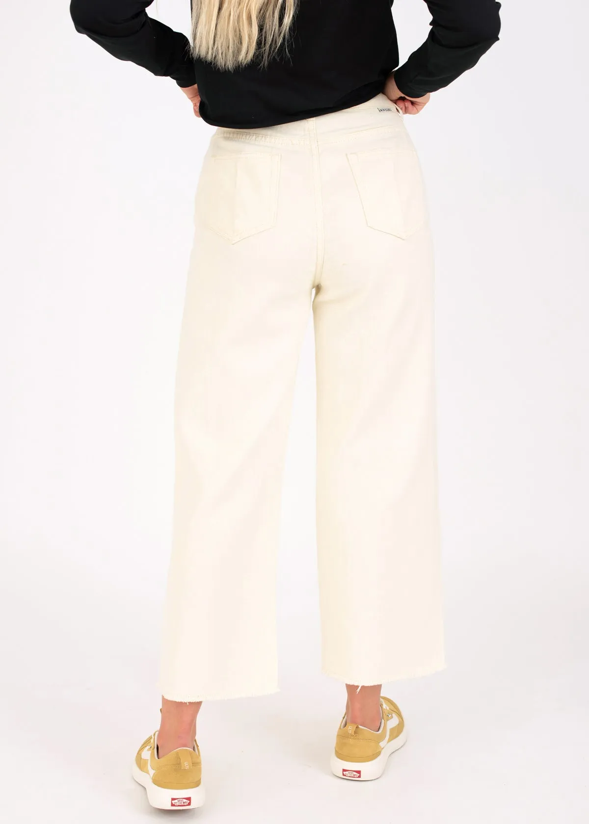 Sparrows Crop Wide Leg Denim in Bone