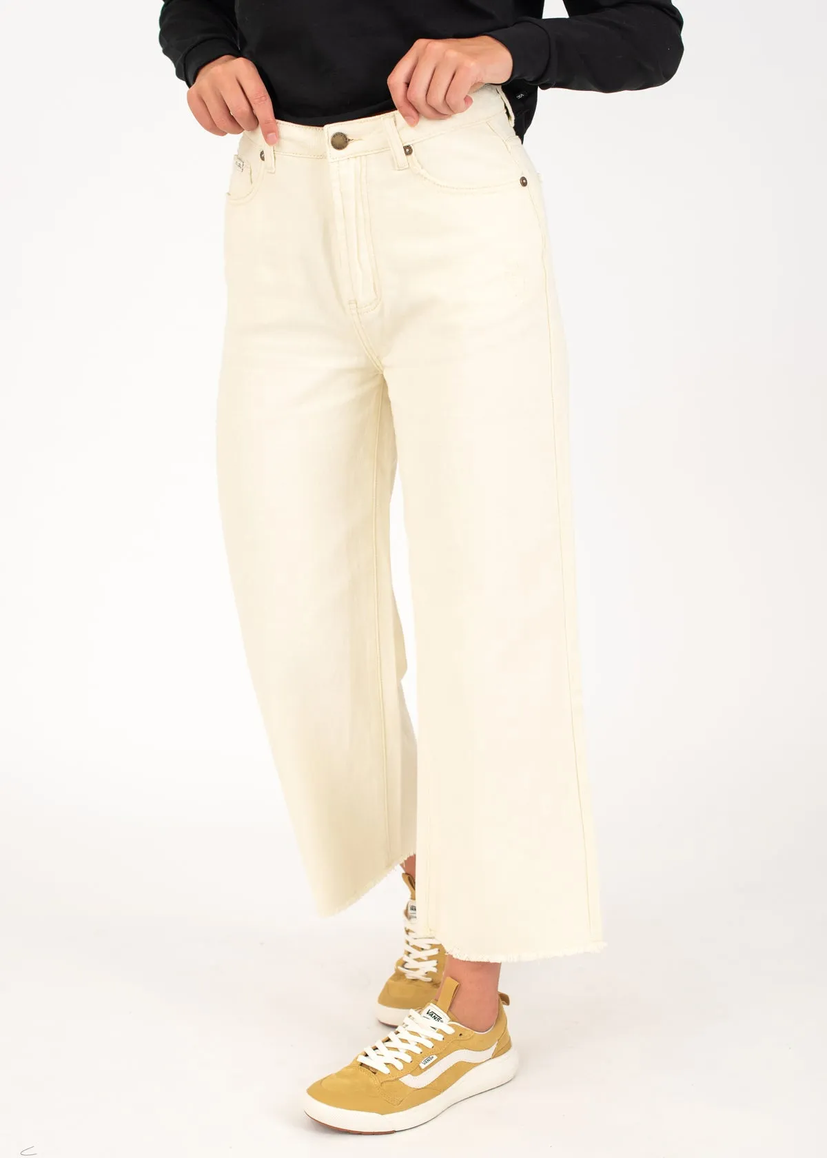 Sparrows Crop Wide Leg Denim in Bone