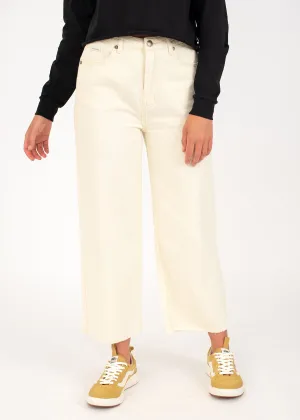 Sparrows Crop Wide Leg Denim in Bone