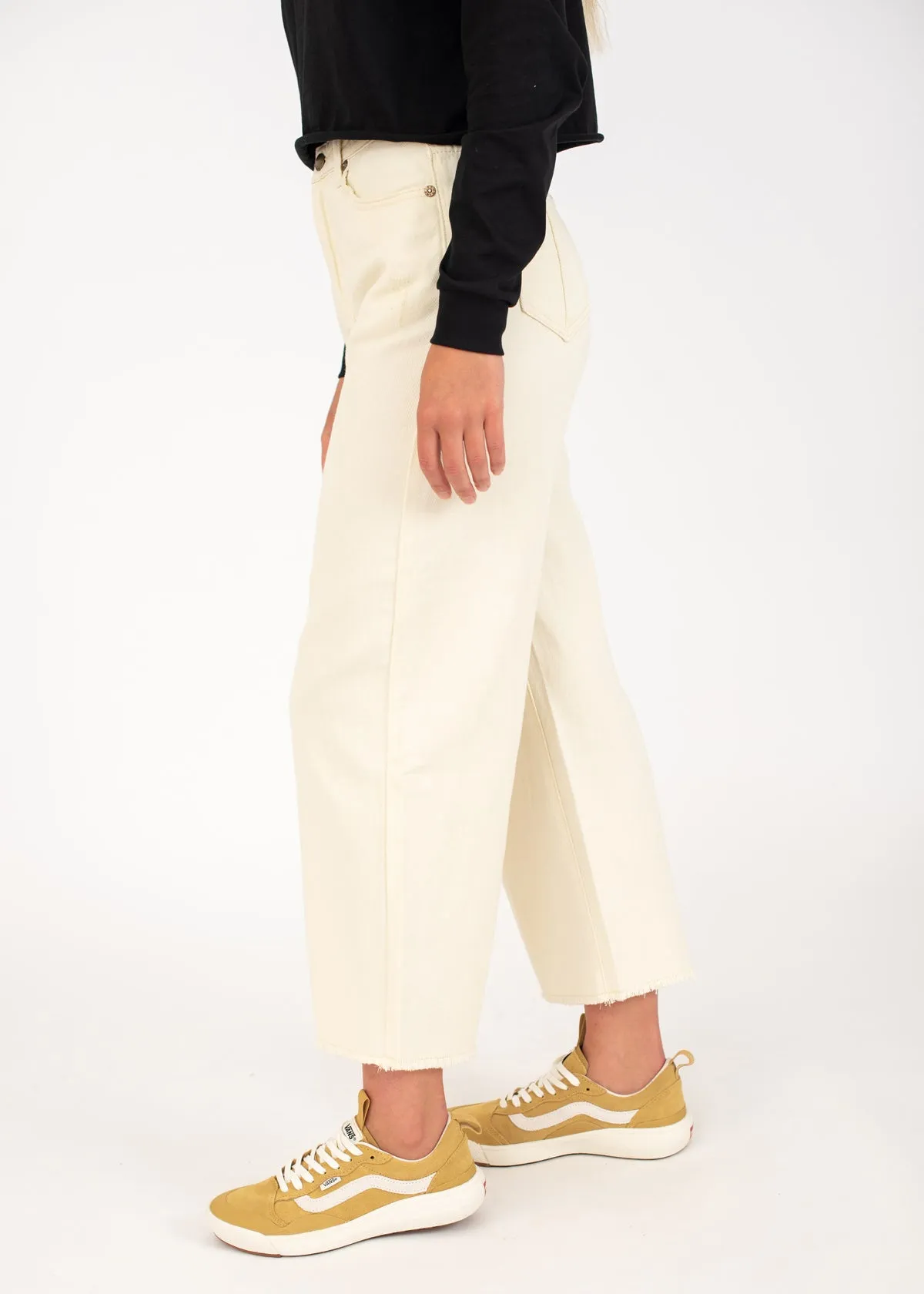 Sparrows Crop Wide Leg Denim in Bone