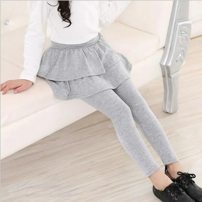 Spring Autumn Cotton Warm Girl Leggings Skirt-pants Cake Skirt Kids leggings Children girls Pants Trousers 3-11 Years