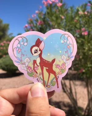 Spring Pastel Deer holographic vinyl sticker