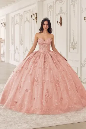 STRAPLESS LACE QUINCEANERA BALL GOWN WITH REMOVABLE PUFF SLEEVES CD15722