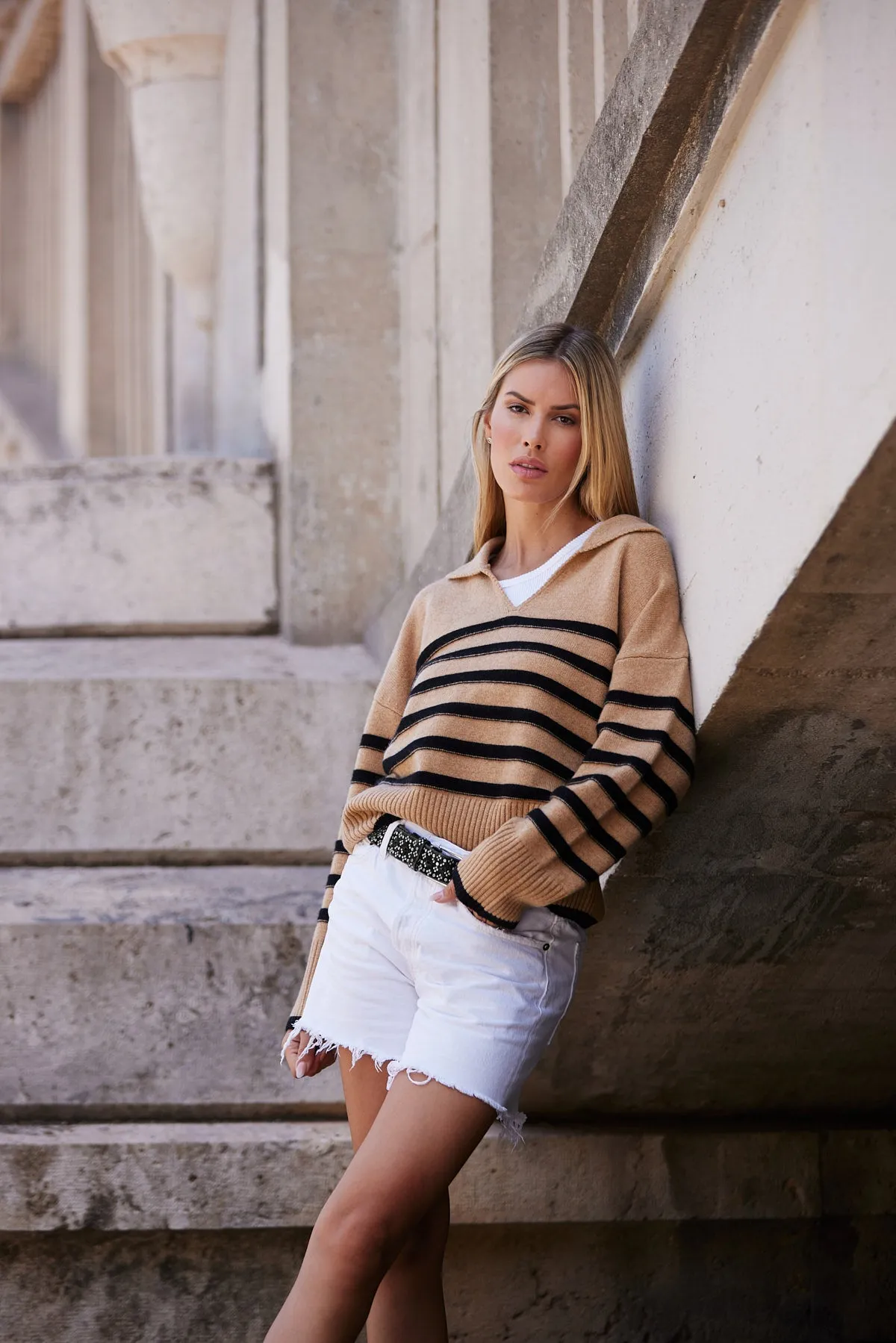 Striped Polo Sweater